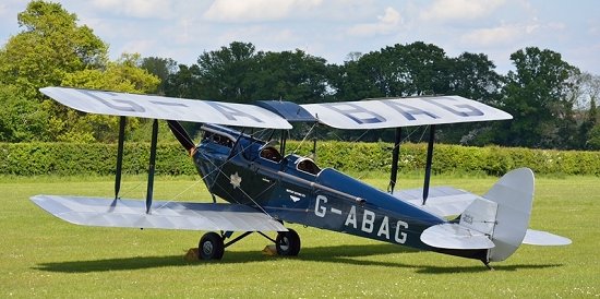 de Haviland Gipsy Moth G-ABAG as it appears today, resplendent on the grass airfield at Old Warden.