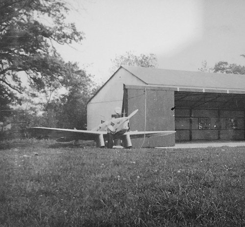 The new fuel pump at Denham was situated at the end of the hangars.