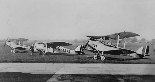 Two de Havilland dH.60 Moths and a dH.80A Puss Moth of the RAF Flying Club at Denham in 1936. The Puss Moth, G-AAYA, had previously been owned by Lady Mary Bailey and used in an attempt on the London to South Africa record in 1933.