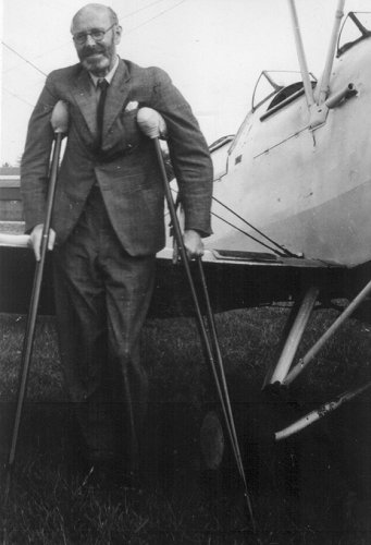 Myles Bickerton fought hard to keep the airfield open with both the pen and his own hands, carrying out many tasks himself. While surveying a hangar roof in 1946 he fell and broke his pelvis: this painful injury did not prevent him from carrying on business as usual.