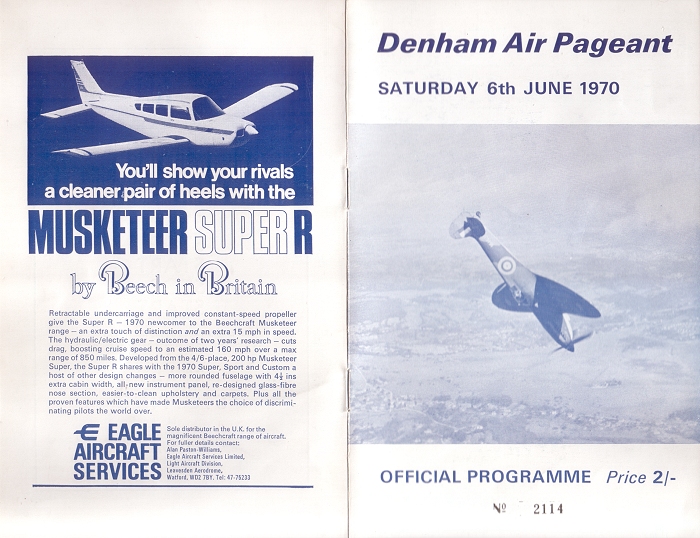 The programme for the 1970 Denham Air Pageant.